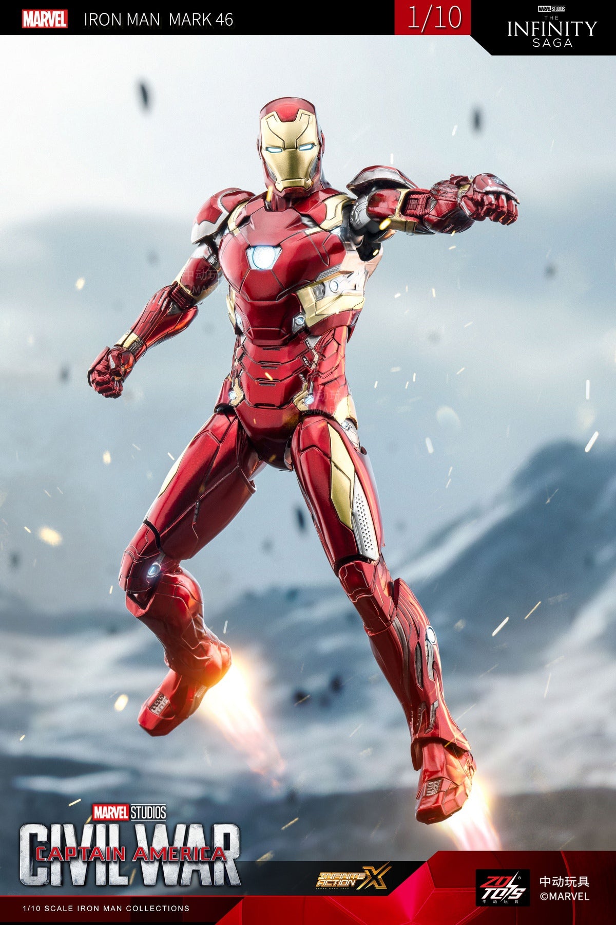 中動玩具 ZD Toys 1/10 Iron Man Mark 46 Captain America Civil War Figure