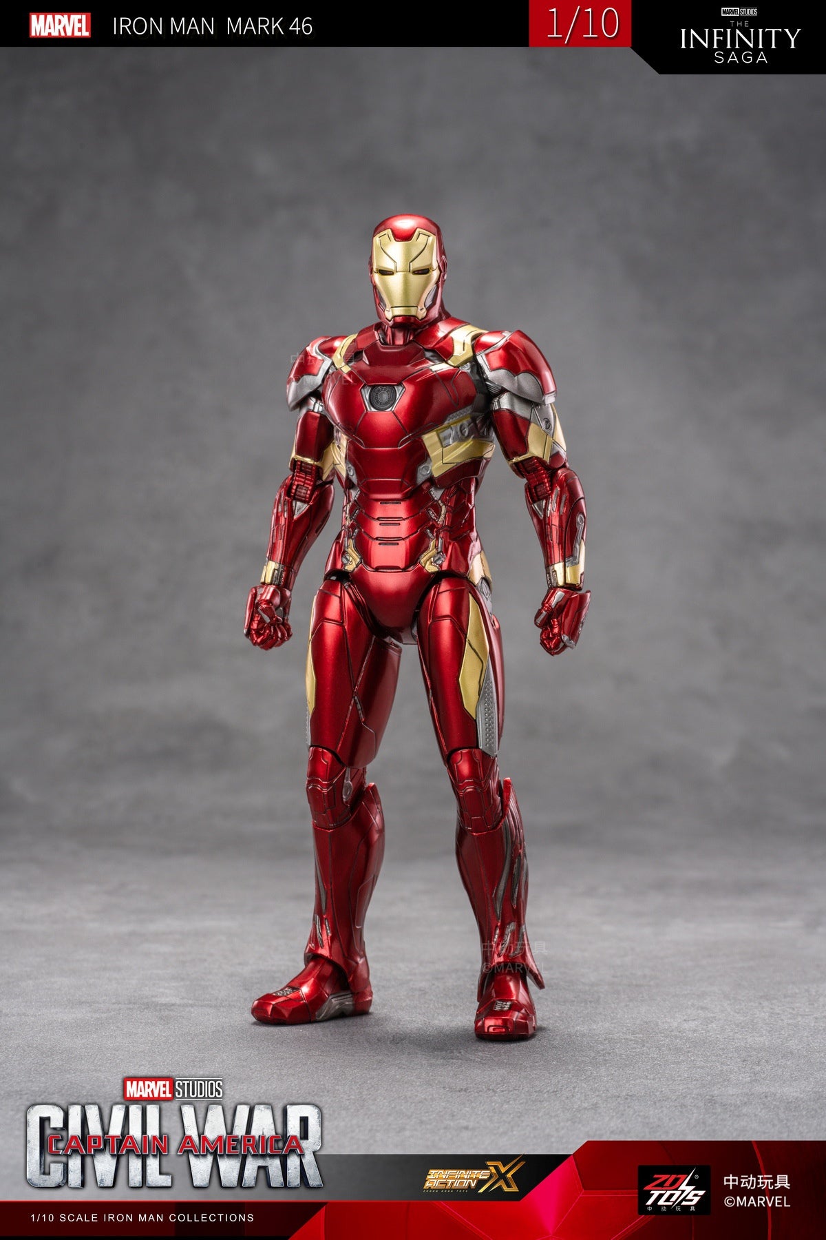 中動玩具 ZD Toys 1/10 Iron Man Mark 46 Captain America Civil War Figure