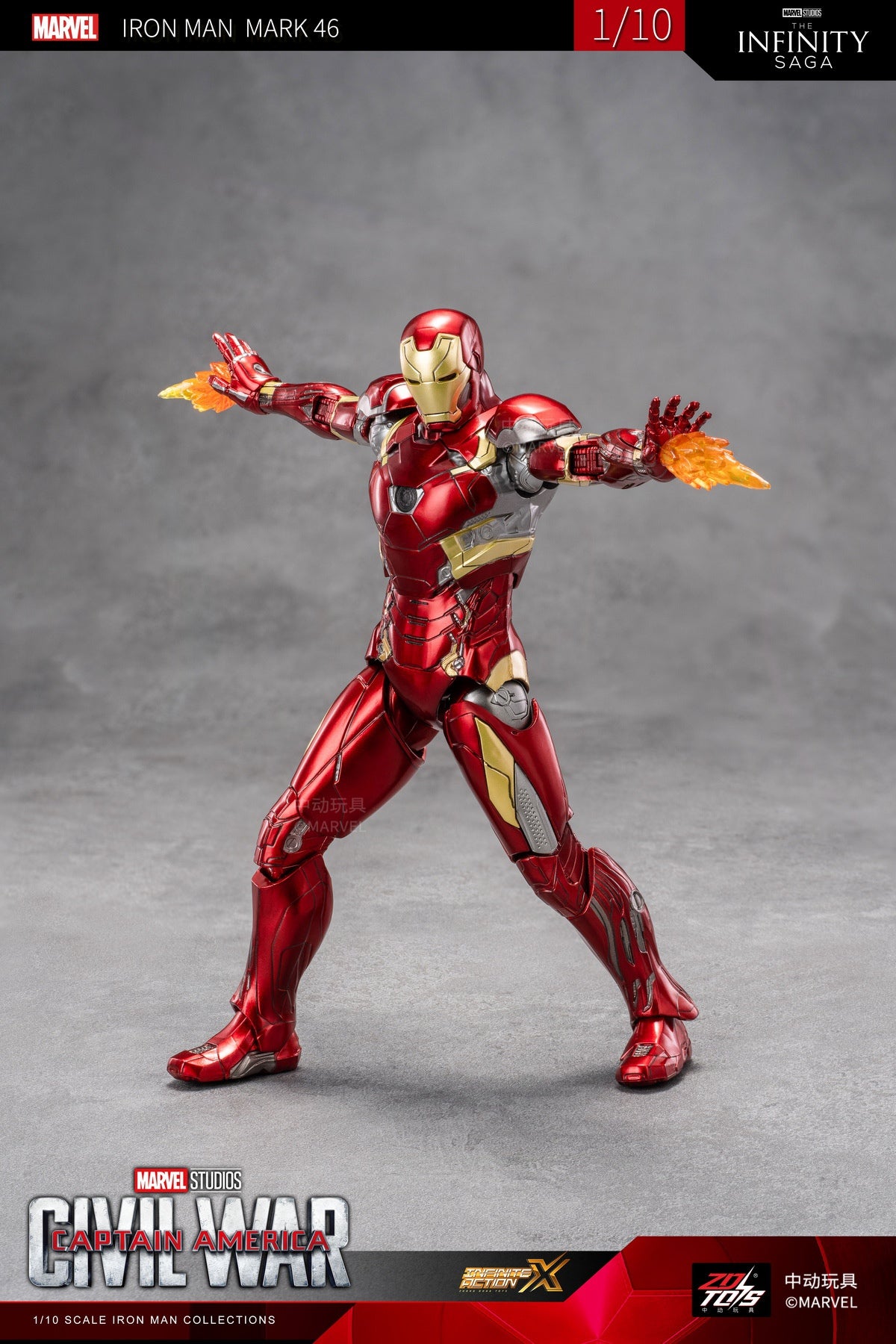 中動玩具 ZD Toys 1/10 Iron Man Mark 46 Captain America Civil War Figure