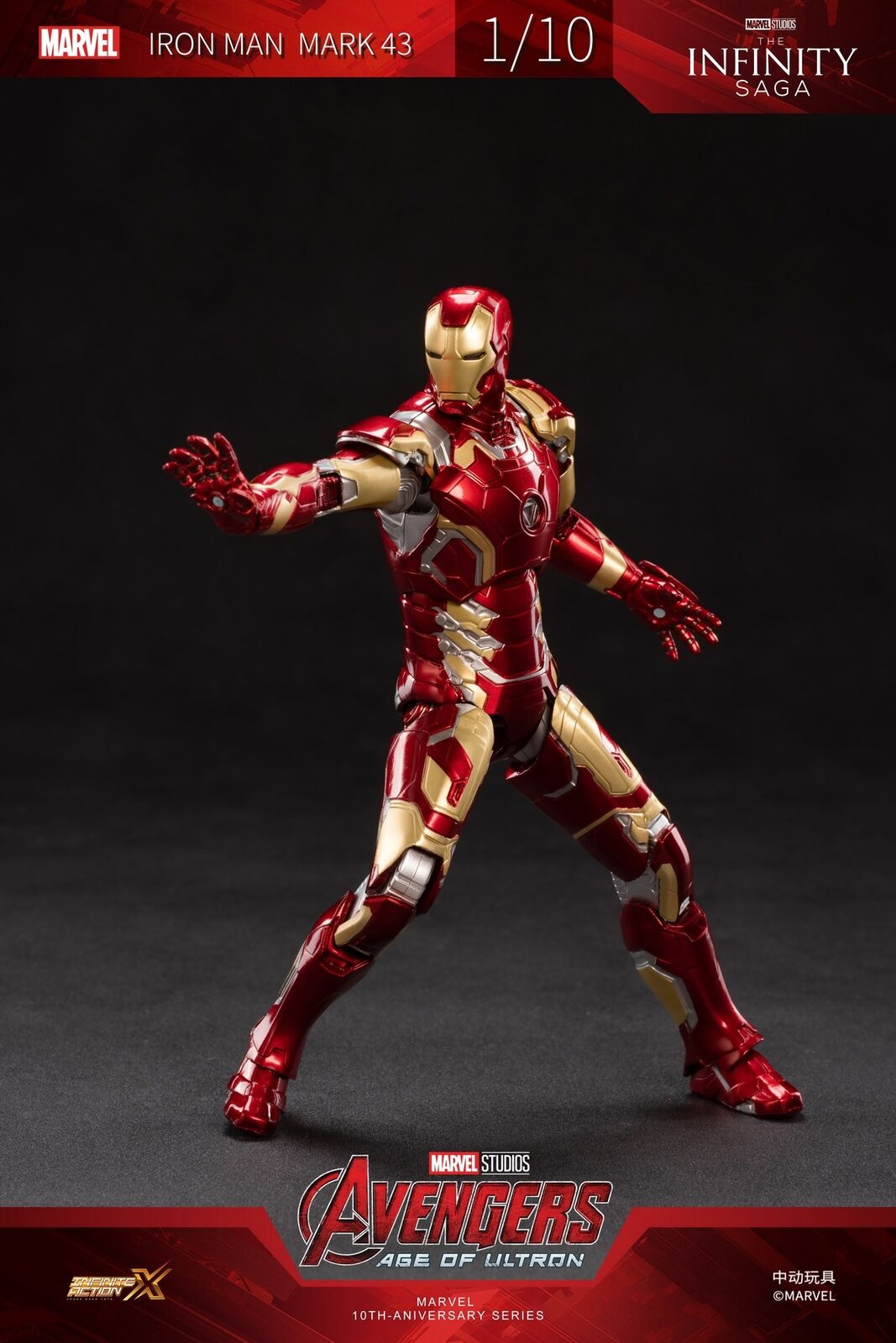 中動玩具 ZD Toys 1/10 Iron Man Mark XLIII Figure LED 發光版