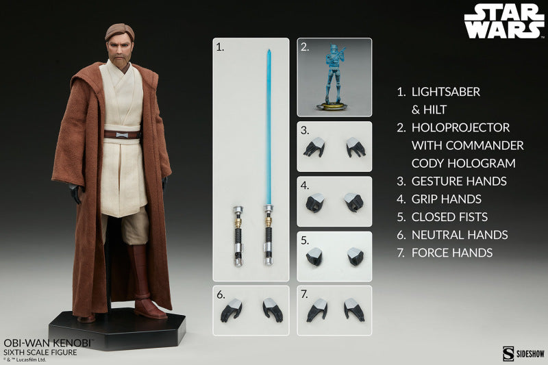 Sideshow Collectibles Obi-Wan Kenobi 卡通造型 Star Wars The Clone War 1/6 比例人偶